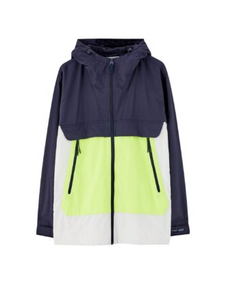 Colour Block Raincoat with Hood